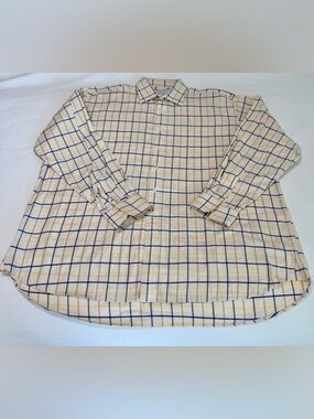 Joseph Turner Men's 18/37R Brushed Cotton Country Shirt Blue/Yellow Checks EUC